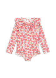 MANUCA LS SWIMSUIT GRS - ROSE ANGLAISE / コンゲススロイド スイムスーツ ワンピース水着 ラッシュガード ベビーキッズ 英国の薔薇 KS103263